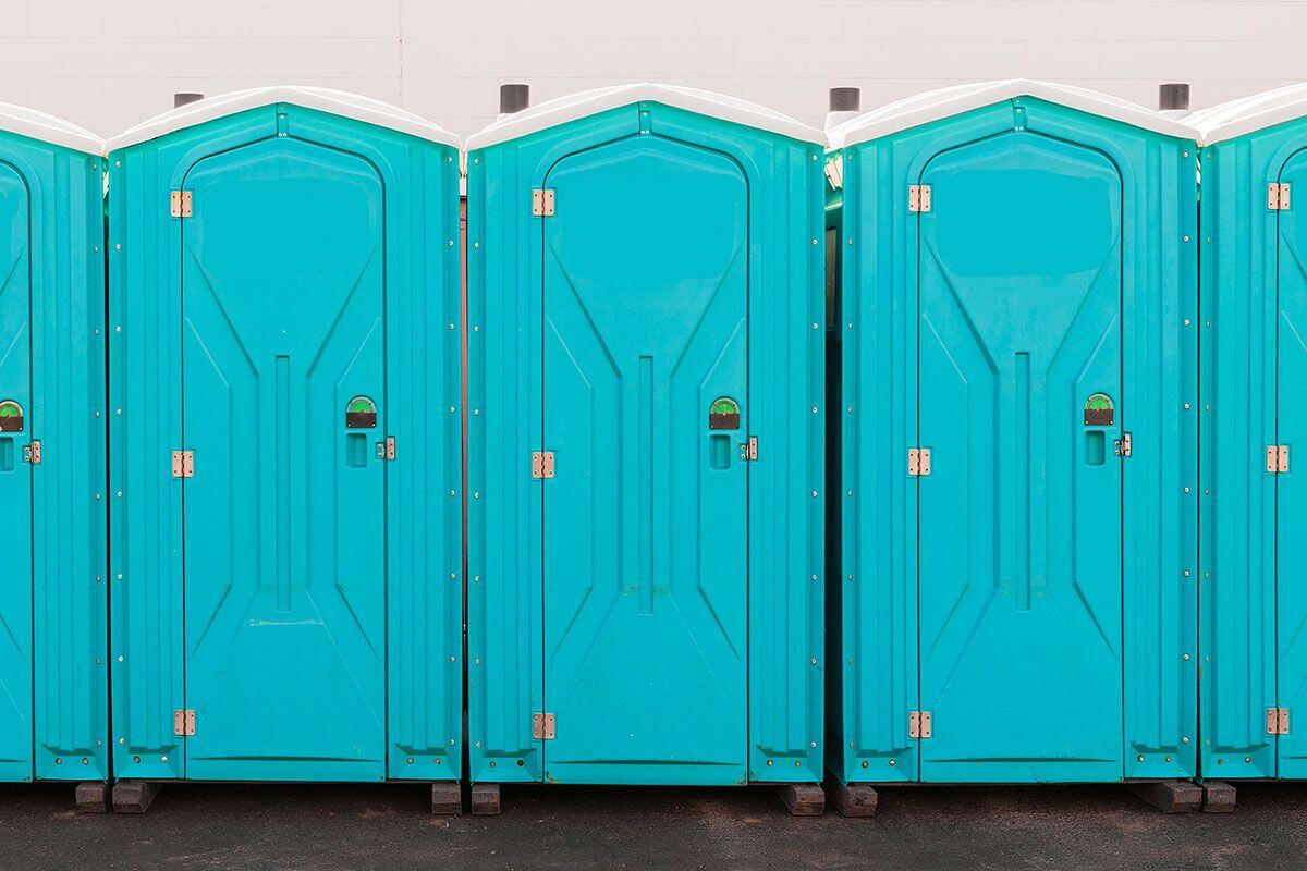 Industrial portable restroom units at a plant in Saginaw, Michigan